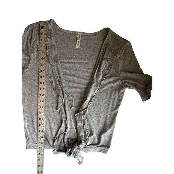 Kische Womens Ruffled Front Gray Cardigan Size XL Rayon/Spandex Blend - Picture 7 of 7